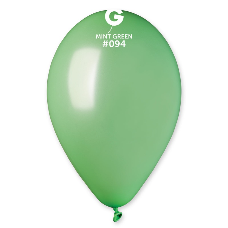 12" Gemar Latex Balloons (Bag of 50) Metallic Mint Green