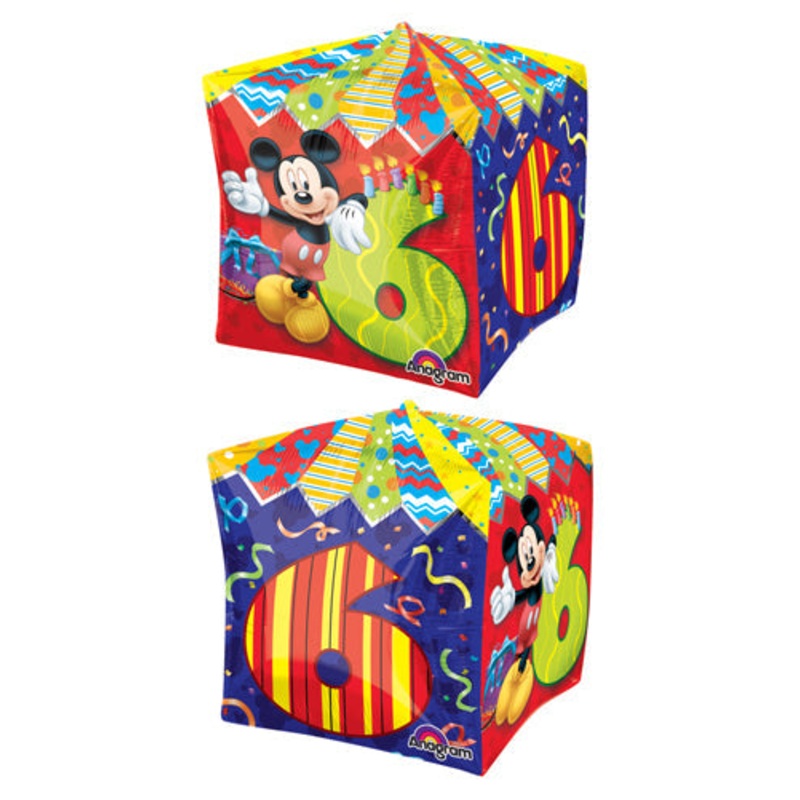 16" Mickey Age 6 UltraShape Cubez Foil Balloon