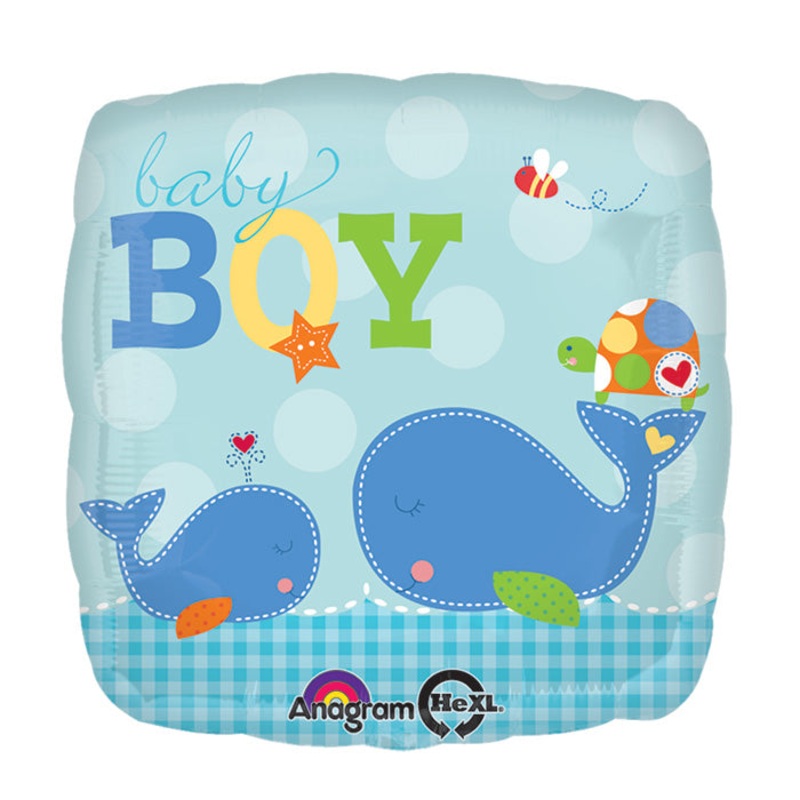 18" Ahoy Baby Boy Whale Mylar Balloon