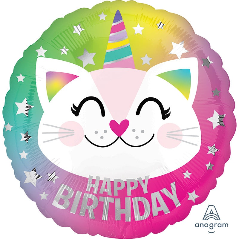 18" Birthday Caticorn Foil Balloon