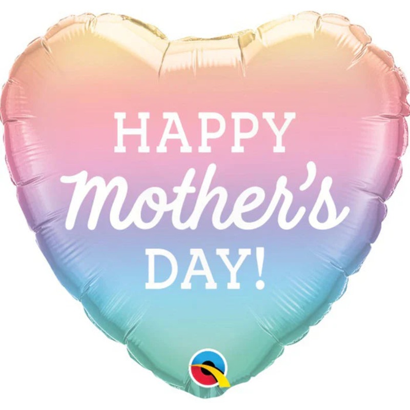 18" Heart Mother's Day Pastel Ombre Foil Balloon