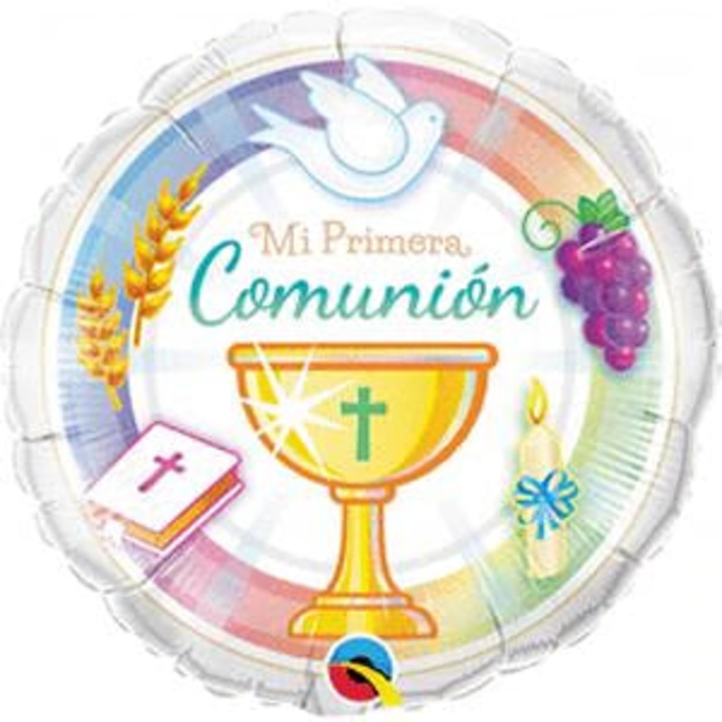 18" Mi Primera Comunion White (Spanish) Foil Balloon