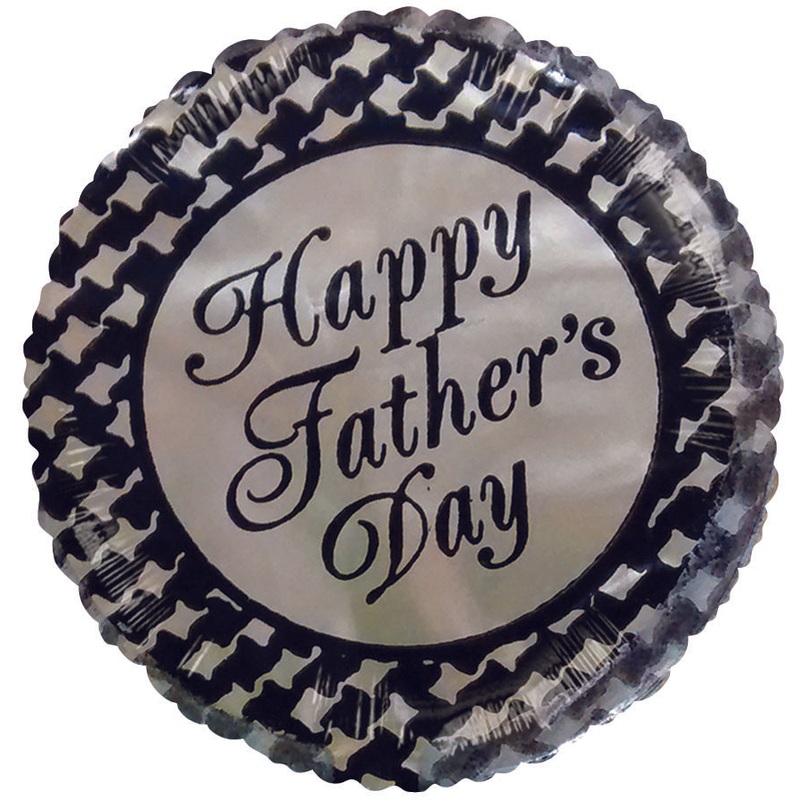 2" Airfill Only Happy Father's Day Gold Black Checkers Balloon
