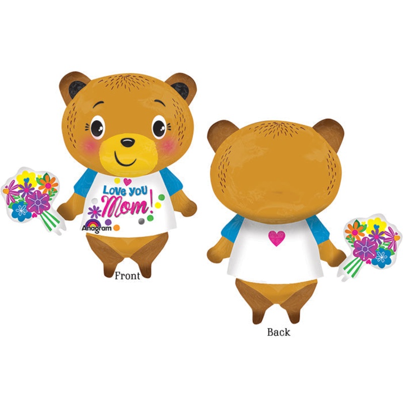 29" Jumbo Love You Mom Bear with Flowers Balloon