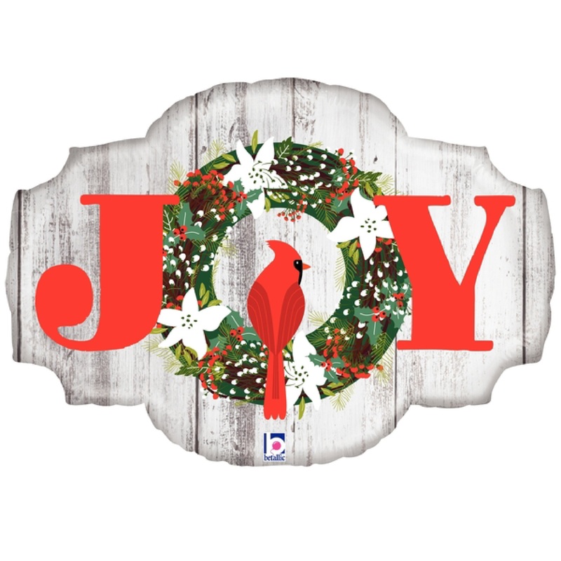 32" Foil Shape Rustic JOY Foil Balloon
