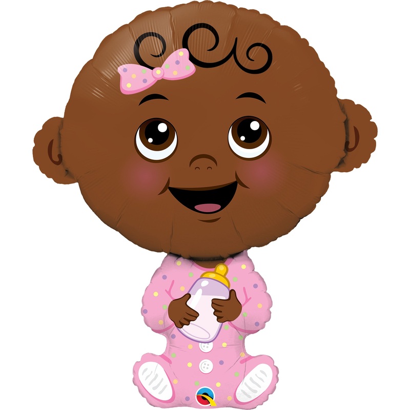 38" Shape Baby Girl-Brown Skin Tone Foil Balloon