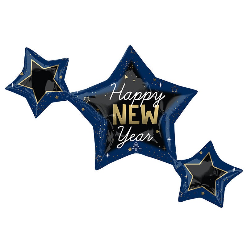 39" Celestial New Year Stars SuperShape Foil Balloon