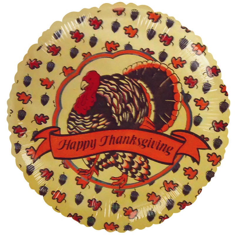 4" Airfill Only Happy Thanksgiving Turkey Yellow Balloon