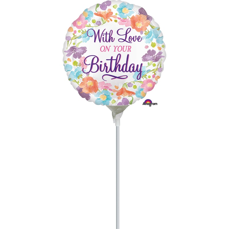 4" Airfill Only With Love on Your Birthday Balloon