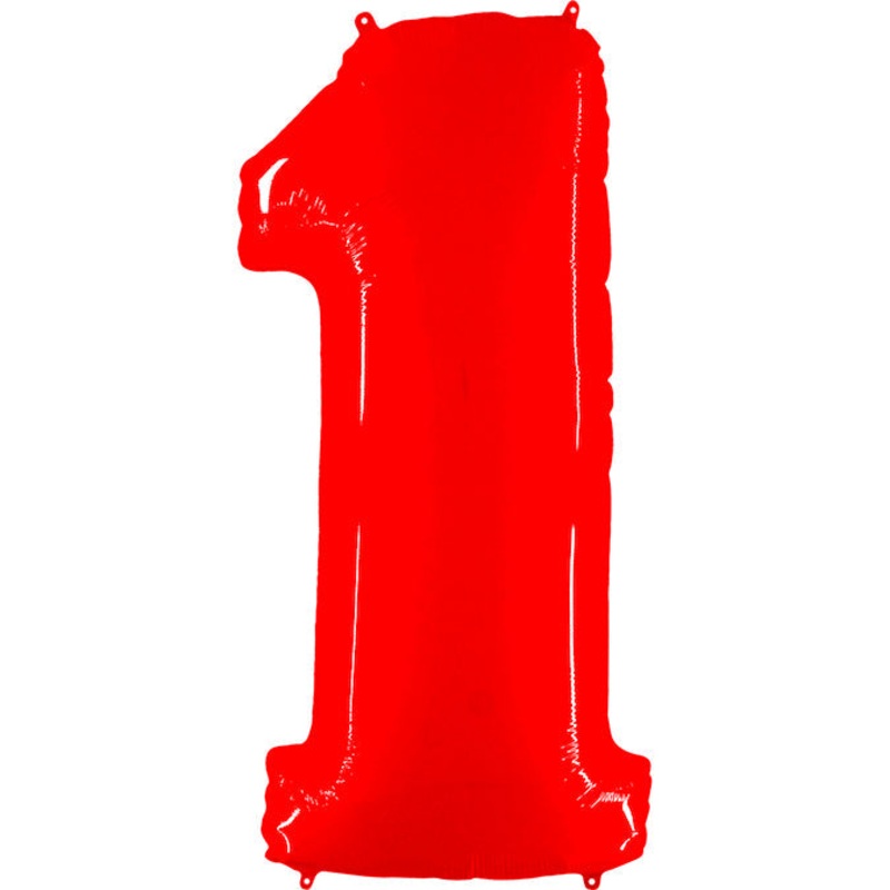 40" (34" Inflated) Foil Shape Balloon Number 1 Fluorescence Red
