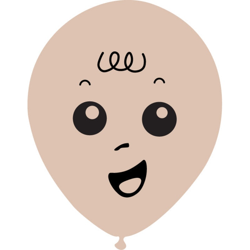 5" Latex Balloons Single Sided (25 Per Bag) Baby Face Print 02 Decomex Skin Blush