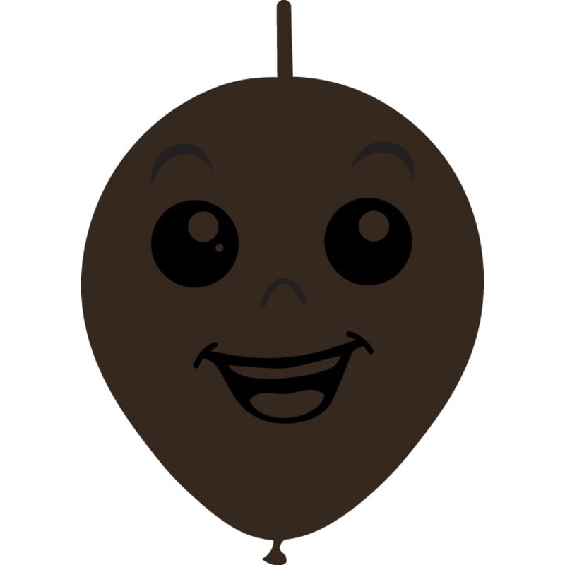 6" Linking Latex Balloons Single Sided (25 Per Bag) Face Print 01 Decomex Chocolate Brown