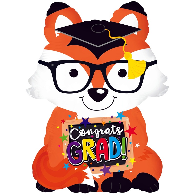 9" Airfill Only Congrats Grad Fox Balloon Foil Balloon