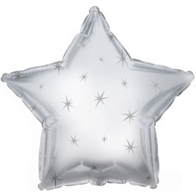 9" Airfill Only Platinum Sparkle Star Foil Balloon