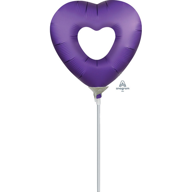 Airfill Only Mini Shape Purple Royale Heart Foil Balloon