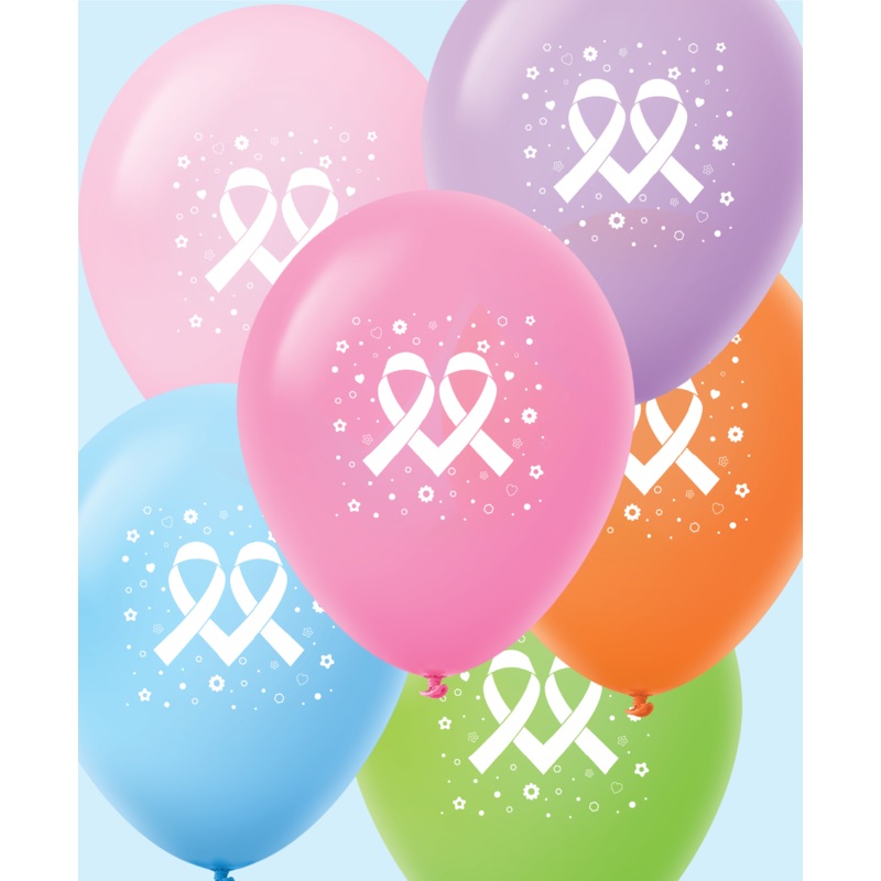 11" Assorted Fight Breast Cancer Balloon Double Ribbon (25 Count)