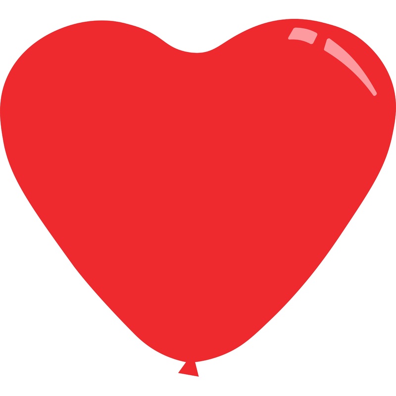 11" Standard Red Decomex Heart Shaped Latex Balloons (100 Per Bag)