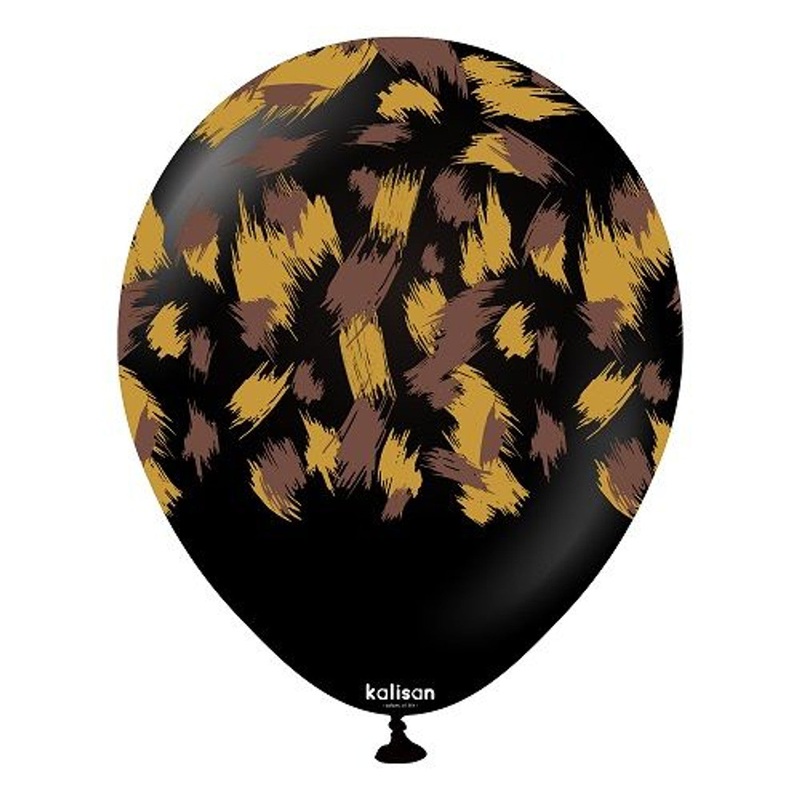 12" Kalisan Latex Balloons Printed Safari Savanna Black (25 Count)