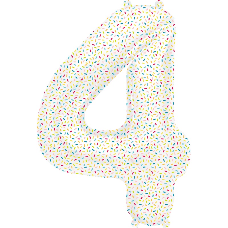 16" Airfill Only Number 4 Sprinkles Foil Balloon