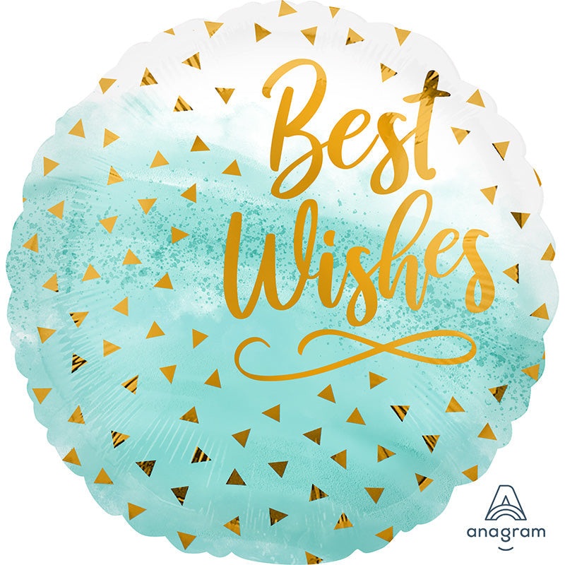 18" Best Wishes Gold Confetti Foil Balloon