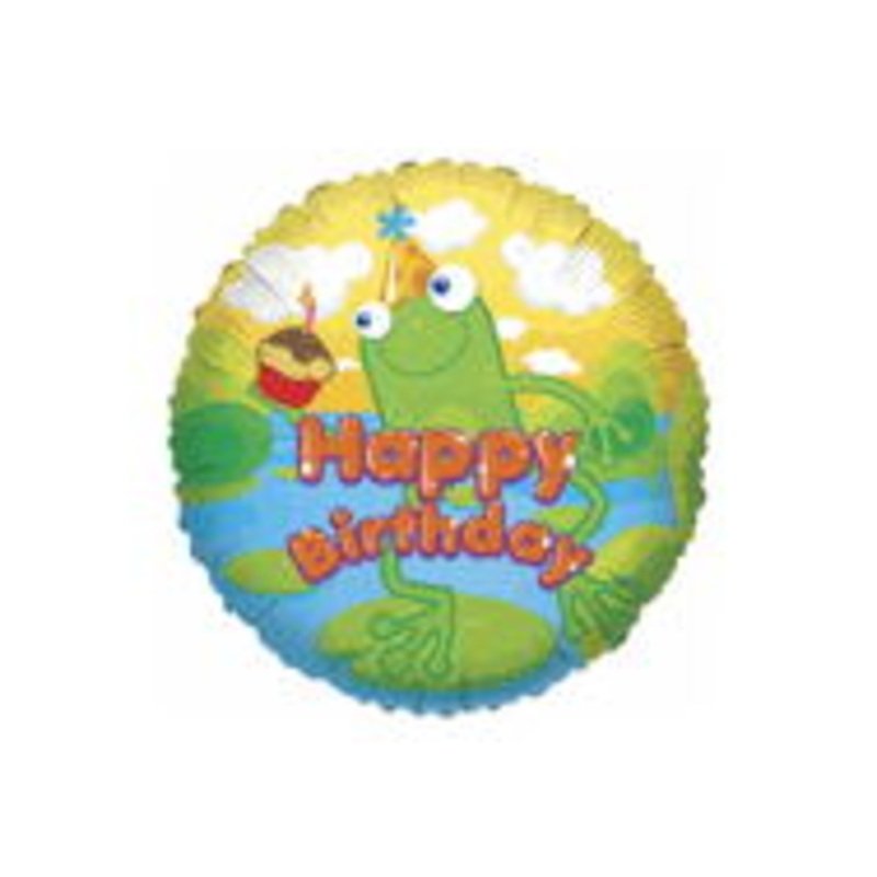 18" Happy Birthday with Frog Balloon