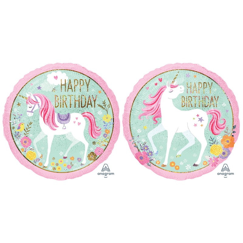 18" Magical Unicorn Happy Birthday Foil Balloon