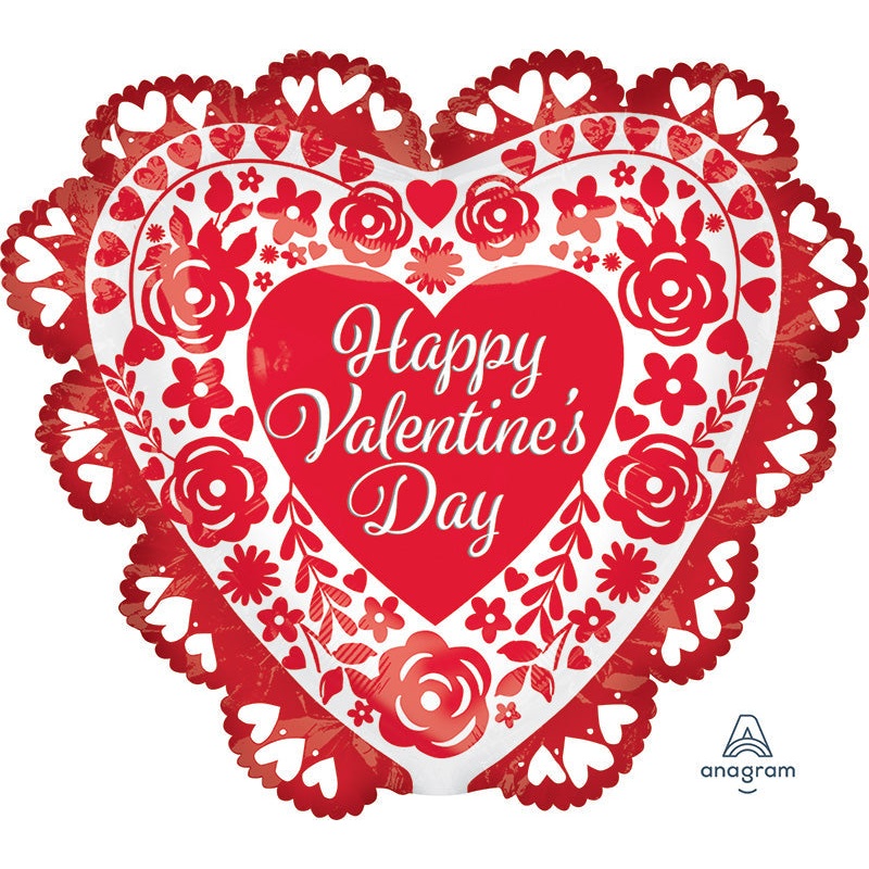 23" Intricates Valentine Roses are Red Foil Balloon