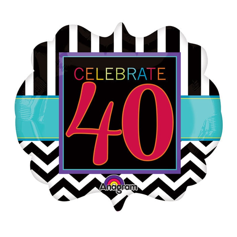 25" SuperShape Birthday Celebration 40 Balloon Packaged