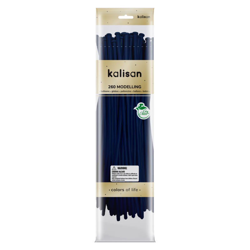 260K Nozzle Up Kalisan Twisting Latex Balloons Standard Dark Blue (50 Per Bag)