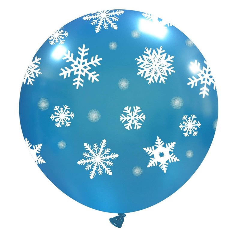 32" Icy Snowflakes Light Blue All Around (1 Per Bag) Cattex Brand Printed Latex Balloons