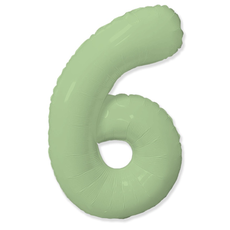 32" Inflated (40" Uninflated Approx) Number "6" Slimmer Design Matte Mint Brand Flexmetal