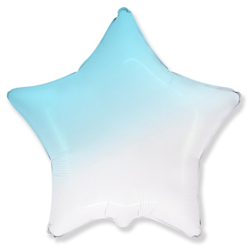 32" Ultra Baby Gradient Blue Star Solid Color Foil Balloons Brand Flexmetal