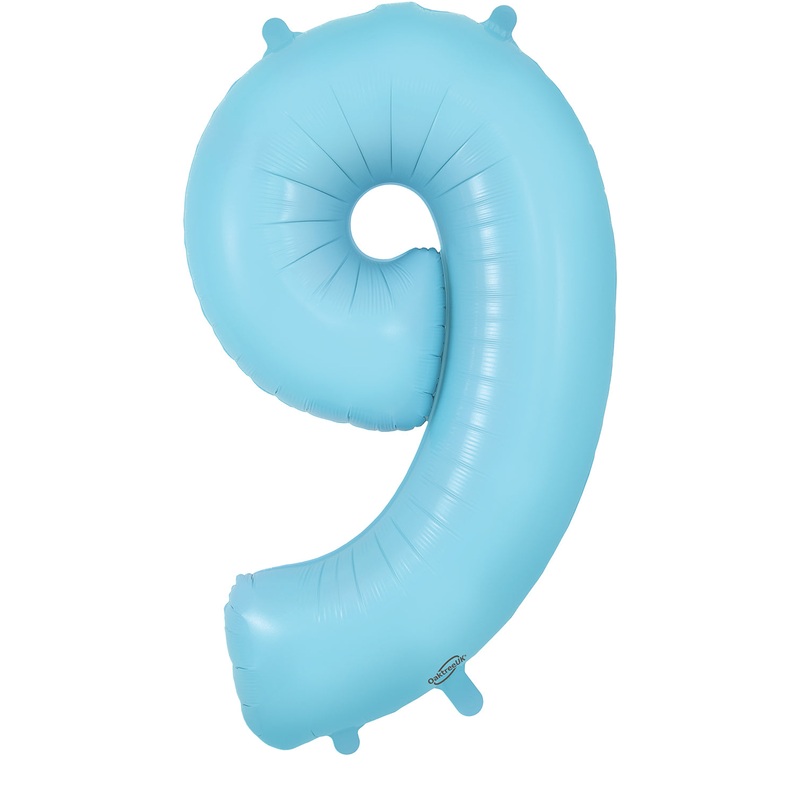 34" Number 9 Matte Blue Oaktree Foil Balloon