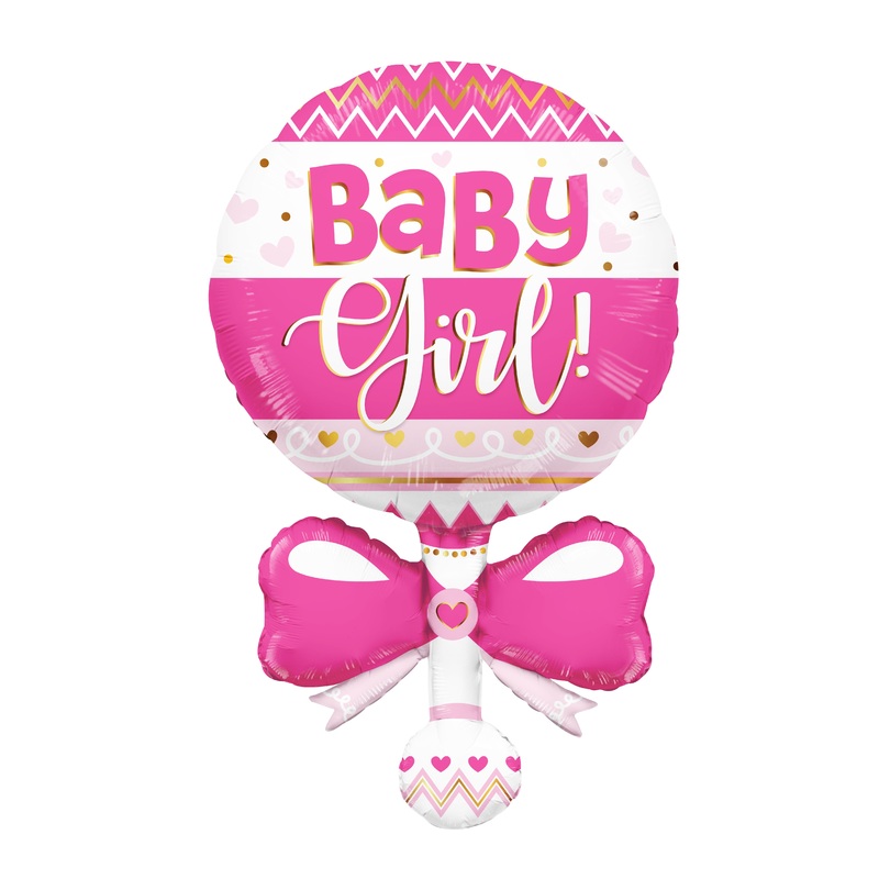 36" Baby Rattle Pink Shape Foil Balloon
