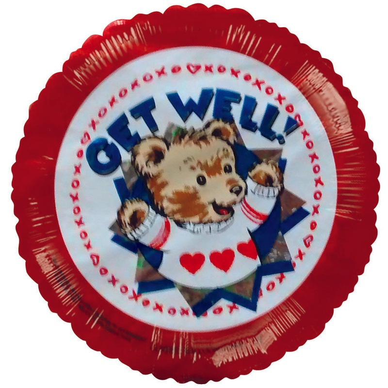 4" Airfill Only Get Well Soon Teddy Bear Sweater Balloons