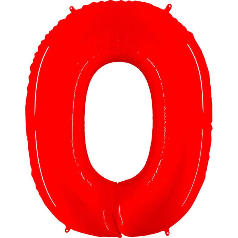40" (34" Inflated) Foil Shape Balloon Number 0 Fluorescence Red