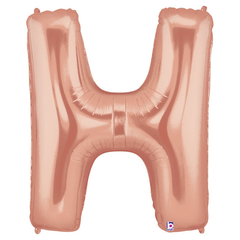 40" (34" Inflated) Foil Shape Megaloon Balloon Letter H Rose Gold