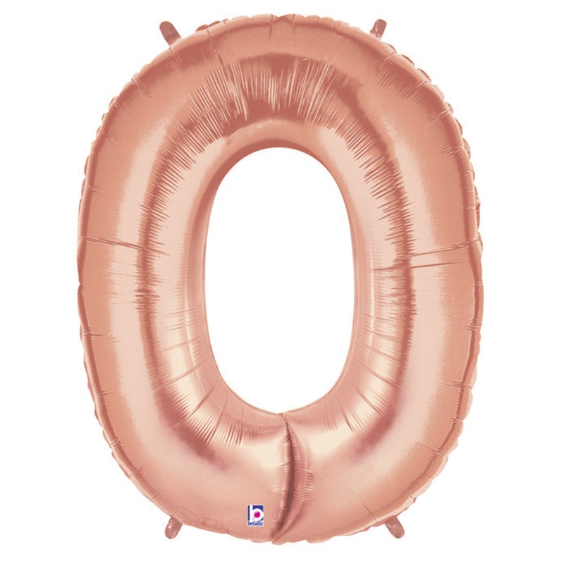 40" (34" Inflated) Foil Shape Megaloon Balloon Number 0 Rose Gold