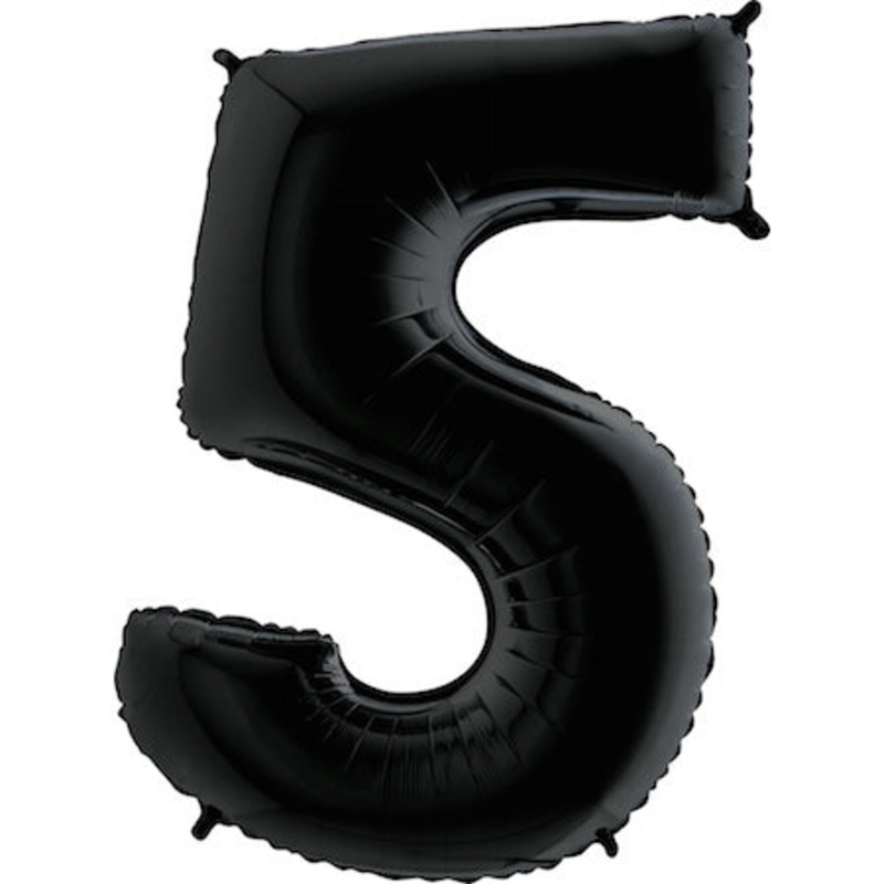 40" (34" Inflated) Megaloon Foil Shape Number Polybagged 5 Black Balloon