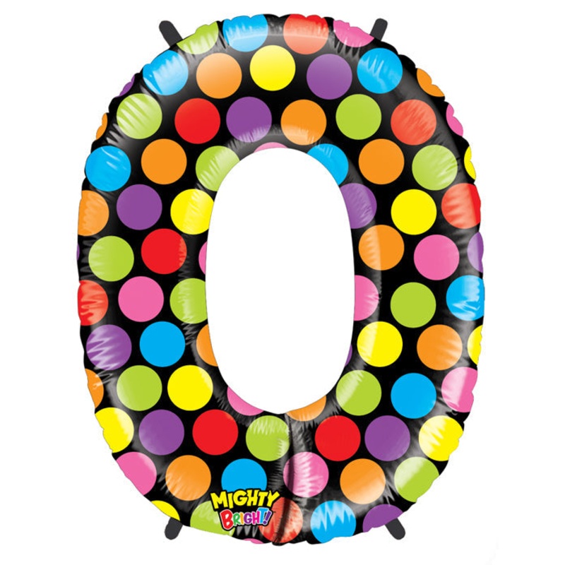 40" Mighty Bright Shape Polybagged Number 0 Balloon