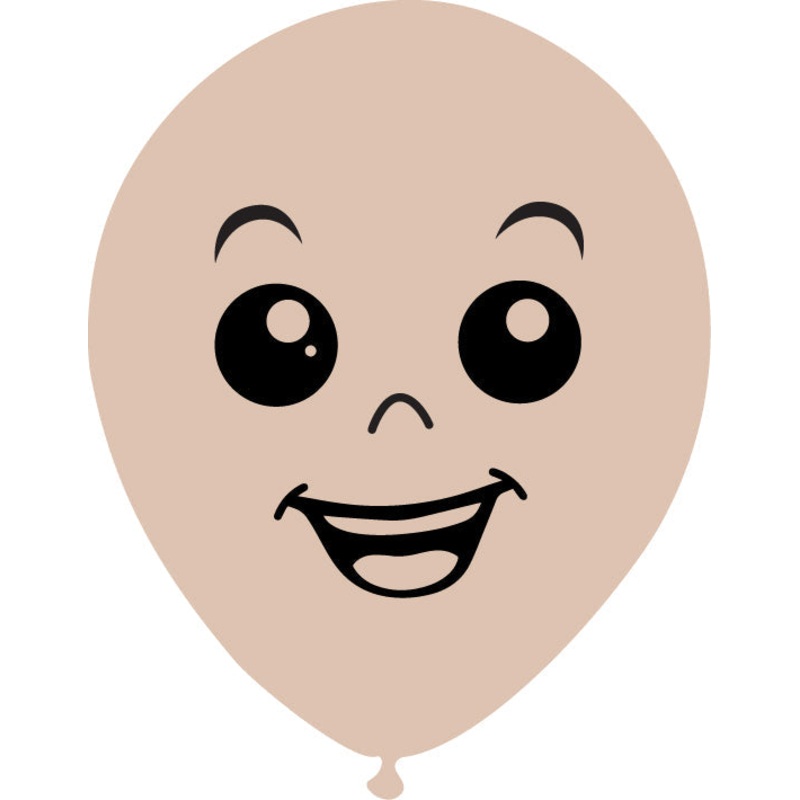 5" Latex Balloons Single Sided (25 Per Bag) Face Print 01 Decomex Skin Blush