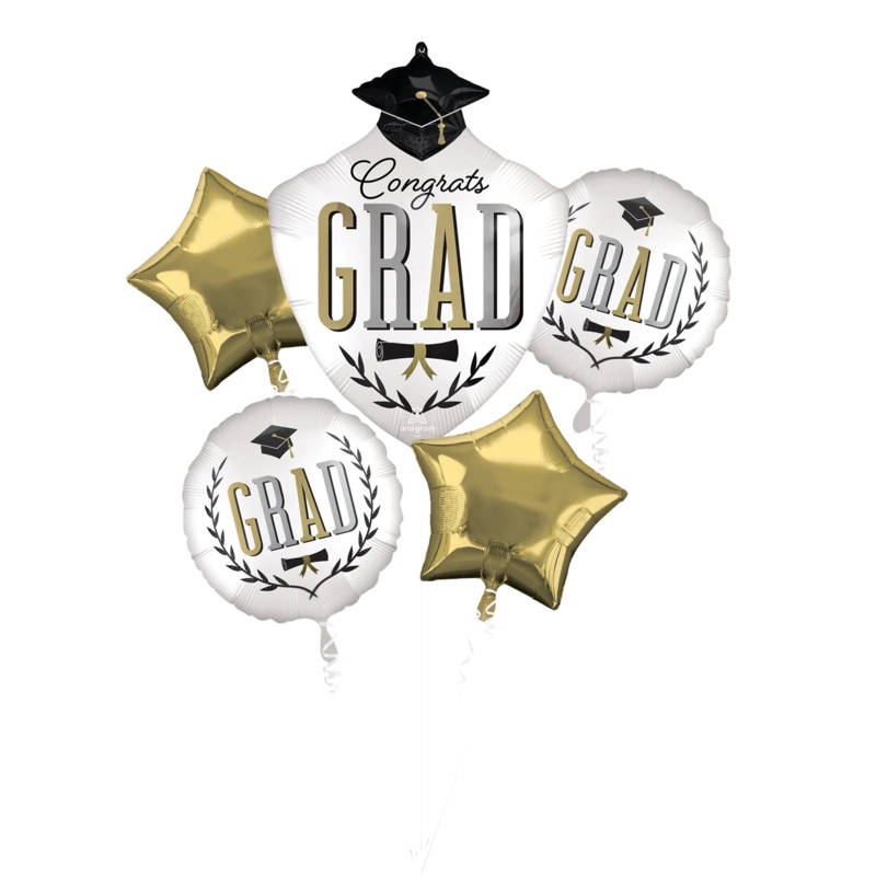 Bouquet Graduation Satin Infused Caps Off Foil Balloon