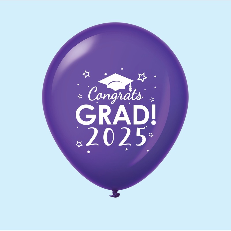 11" Congrats Grad 2025 Latex Balloons 25 Count Purple
