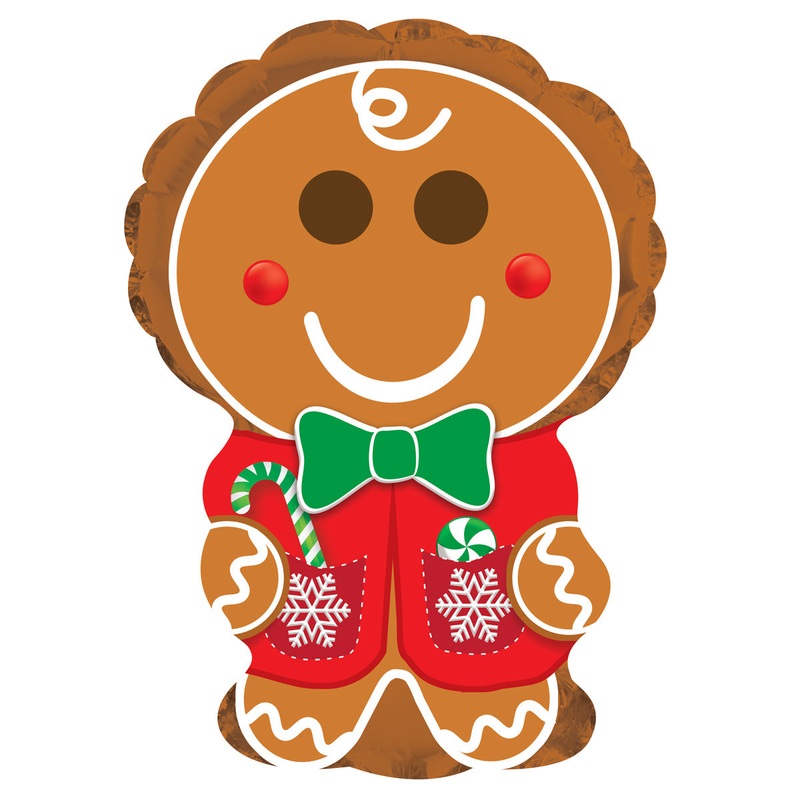 12" Airfill Only Gingerbread Man Foil Balloon
