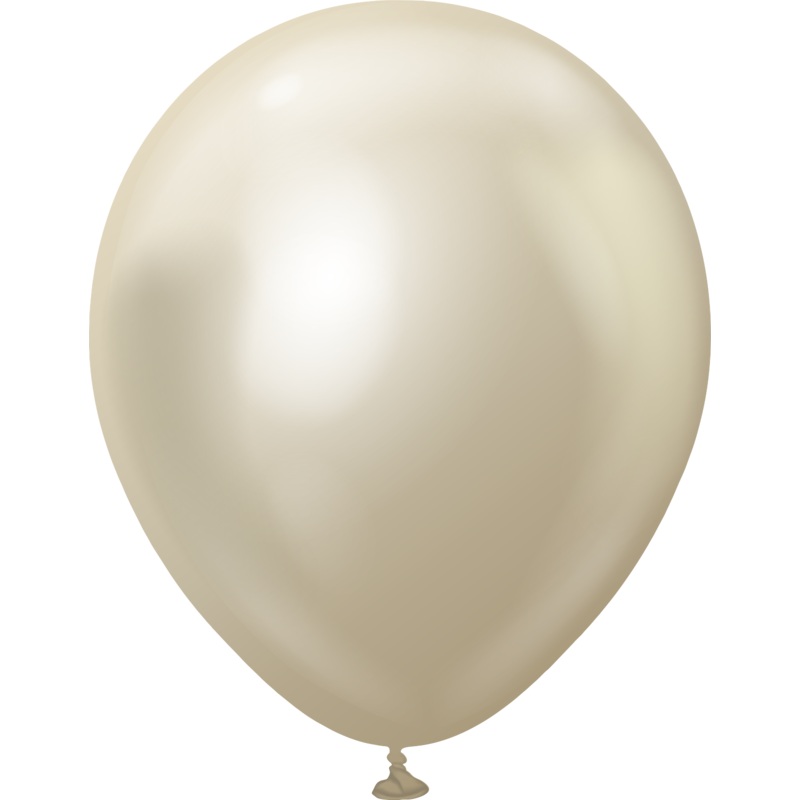12" Kalisan Latex Balloons Mirror White Gold (50 Per Bag)