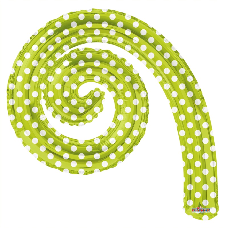 14" Airfill Only Kurly Spiral Kiwi Dots Balloon