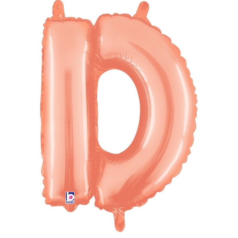 14" Airfill Only (Self Sealing) Megaloon Jr. Letter D Rose Gold Balloon