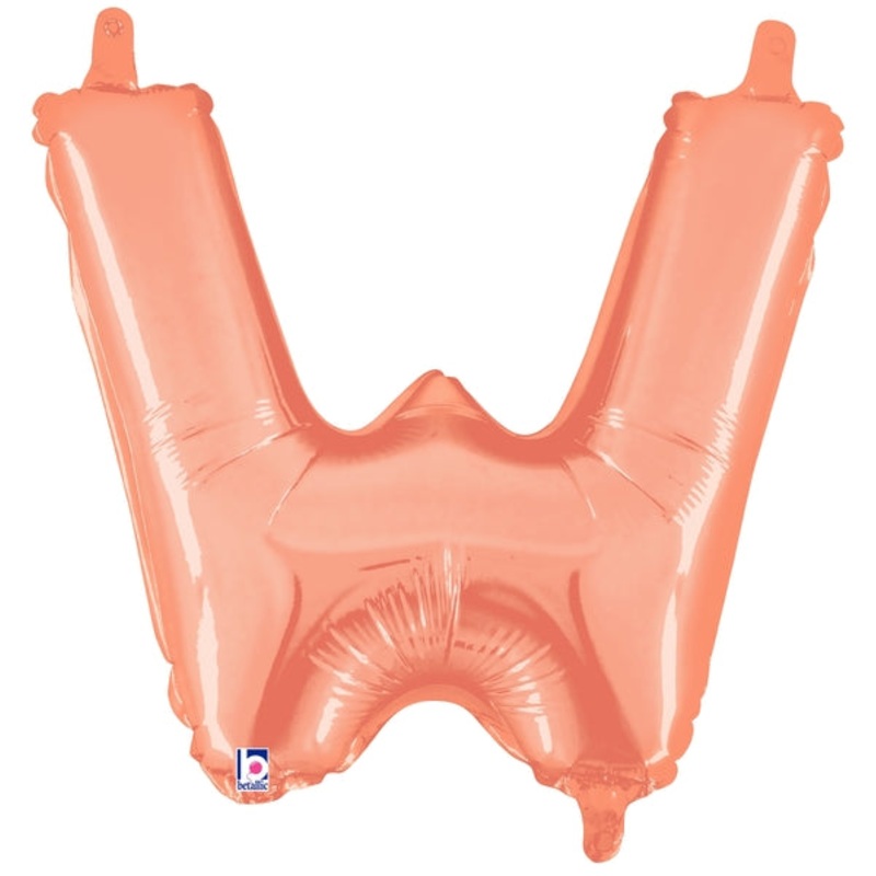14" Airfill Only (Self Sealing) Megaloon Jr. Letter W Rose Gold Balloon