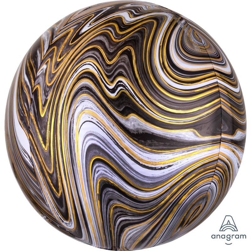 16" Jumbo Black Marblez Orbz Foil Balloon