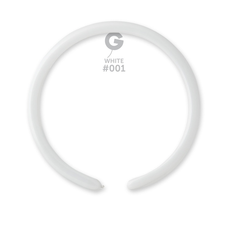 160G Gemar Latex Balloons (Bag of 50) Modelling/Twisting White